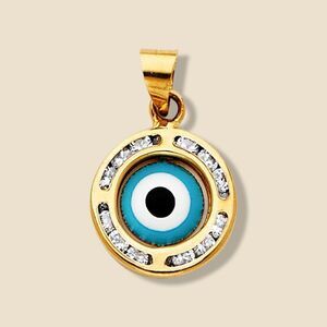 14k Solid Gold Evil Eye Charm | Real Gold Evil Eye Pendant | Birthday Gift |